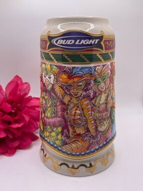 2005 Anheuser-Busch Collection Bud Light Mardi Gras Beer Stein w/ Mask